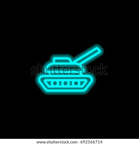 Tank blue glowing neon ui ux icon. Glowing sign logo vector