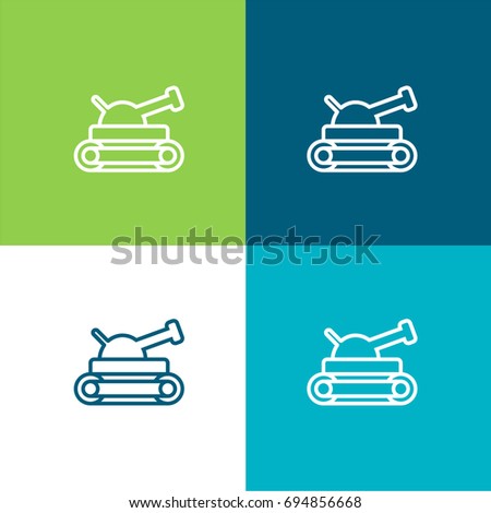 Tank green and blue material color minimal icon or logo design