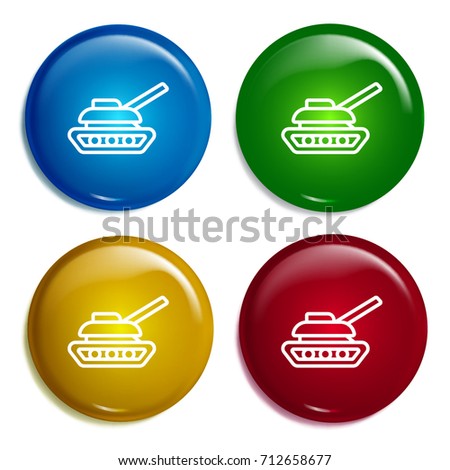Tank multi color gradient glossy badge icon set. Realistic shiny badge icon or logo mockup