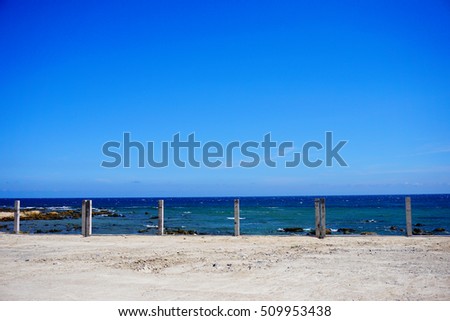 Tuy Phong, Binh Thuan - a province with a long coast in central south of Vietnam, the road along the sea with windmills. The most beautiful sea, beautiful beach in Vietnam for travel.