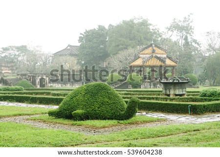 Hue, Vietnam - 10th December 2016 - The interiors inside Hue Imperial - a walled fortress and palace of Hue city, the former imperial capital of Vietnam. A well-known destination for travelers