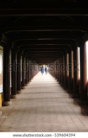 Hue, Vietnam - 10th December 2016 - The interiors inside Hue Imperial - a walled fortress and palace of Hue city, the former imperial capital of Vietnam. A well-known destination for travelers