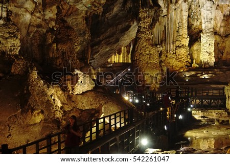 Quang Binh, Vietnam - 12th December 2016 - Paradise cave (or Thien Duong cave) is a cave in Phong Nha Ke Bang National Park, UNESCO's World Heritage Site