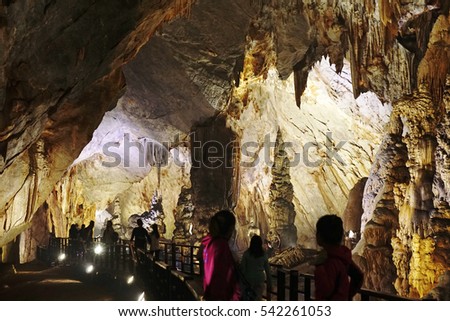Quang Binh, Vietnam - 12th December 2016 - Paradise cave (or Thien Duong cave) is a cave in Phong Nha Ke Bang National Park, UNESCO's World Heritage Site