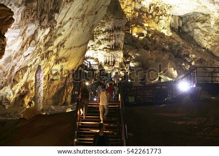 Quang Binh, Vietnam - 12th December 2016 - Paradise cave (or Thien Duong cave) is a cave in Phong Nha Ke Bang National Park, UNESCO's World Heritage Site