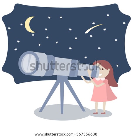 Kids Making Telescope Astronomical Observations Star Stock Vector ...