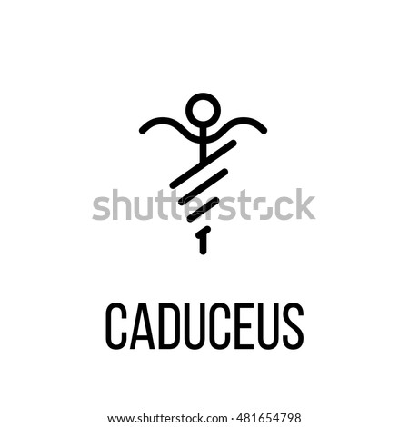 Caduceus icon or logo in modern line style. High quality black outline pictogram for web site design and mobile apps. Vector illustration on a white background.