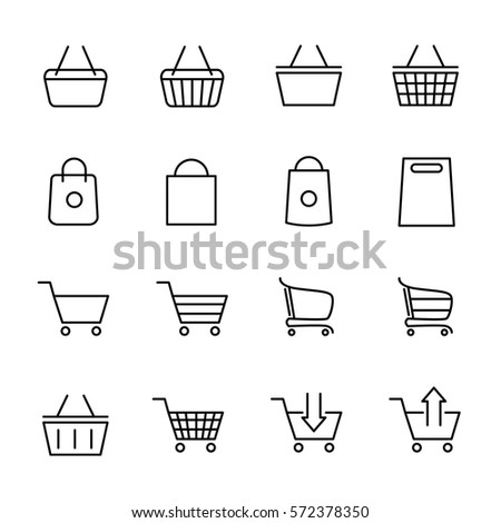Simple Set Shopping Cart Related Vector Stock Vector ...