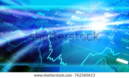 Economy, business, forex, invest background. Economy concept 4k image, skyscrapers at background, stock market charts and data. Blue shiny background for global economy, financial, investment themes.