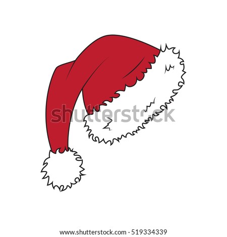 Cartoon Santa Hat Isolated On White Stock Vector 519334339 - Shutterstock