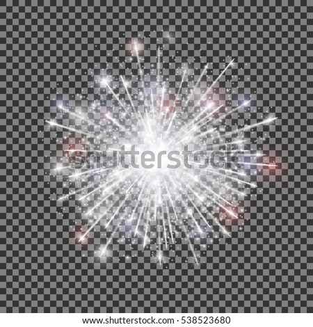 isolated vector fireworks on transparent background