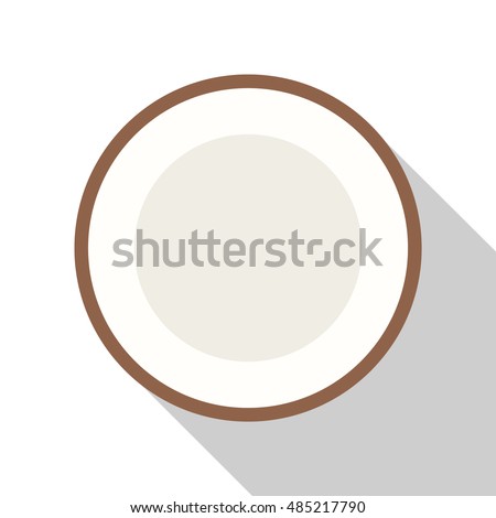 coconut icon or button in flat style with long shadow, isolated vector illustration on white transparent background