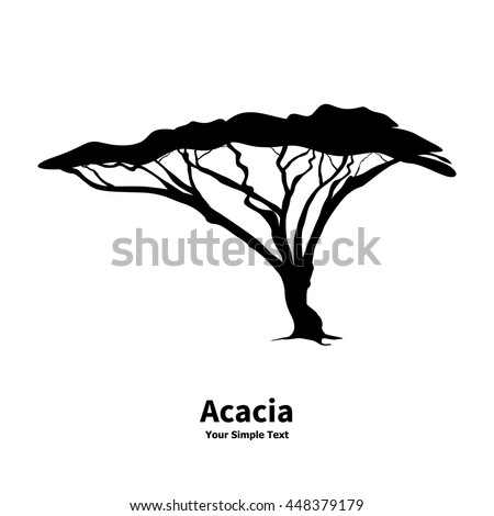 Vector Illustration Silhouette Acacia Tree African Stock Vector ...