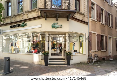 BADEN-BADEN, GERMANY - MAY 4: Lacoste outlet. Lacoste is a French clothing company founded in 1933. Baden-Baden, May 4, 2016