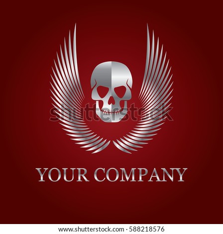vector silver tattoo logo skull wings stock vector 588218576 vector silver tattoo logo skull wings stock vector 588218576