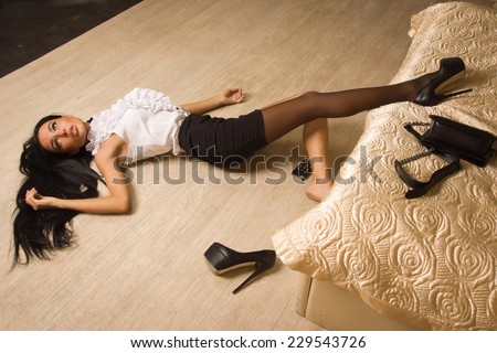 Crime Scene Simulation Strangled Victim Lying Stock Photo ...