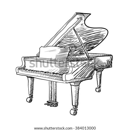 Vector Freehand Drawing Open Grand Piano Stock Vector 184893629
