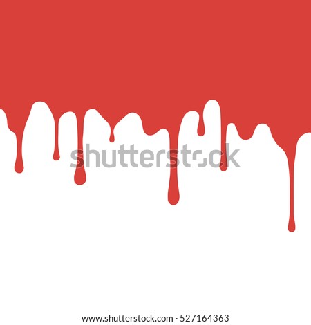 red paint dripping. blood flows. abstract blob. White background.