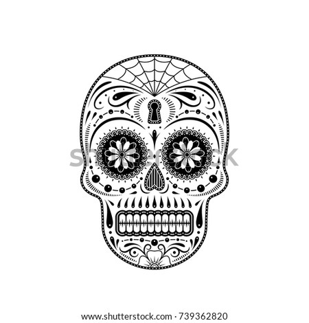 Graphic Illustration Stencil Decorative Sugar Skull Stock Vector ...