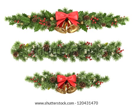 Christmas Borders Decorated Fir Tree Branches Stock Illustration ...