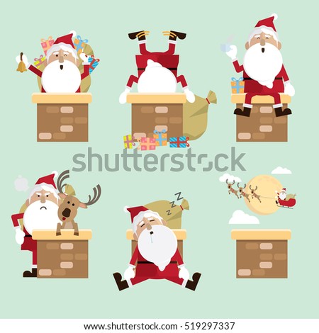santa claus chimney Collection vector