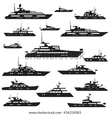 Set Icons Motor Yachtsyacht Vector Symbol Stock Vector 436259083 ...