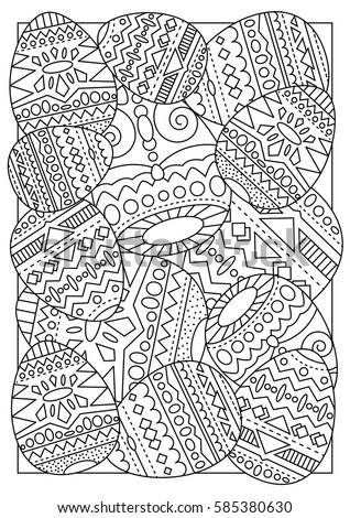 Easter Eggs With Tribal Ornament Vector Coloring Page For Adults Handmade Postcard Chicken