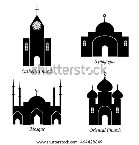 Churches Black Icons Mosque Synagogue Catholic Stock ...