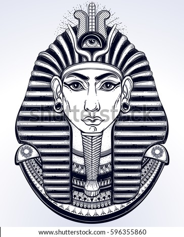 Handdrawn Vintage Illustration Ancient Egyptian Pharaohs Stock Vector ...