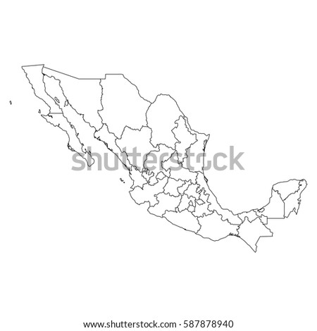 Black White Vector Illustration Map Mexico Stock Vector 131516609 ...