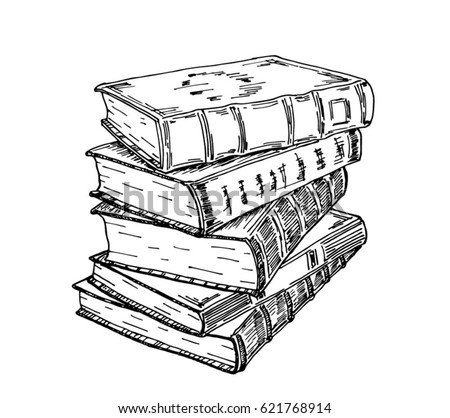 Stack Books Isolated On White Hand Stock Vector 596199146 - Shutterstock