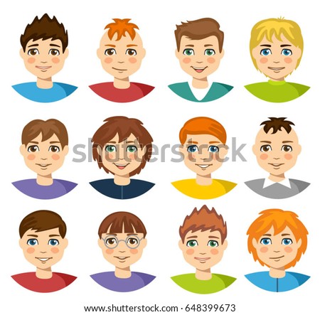 Child Cute Emoji Set Smily Faces Stock Vector (Royalty Free) 648399673 ...