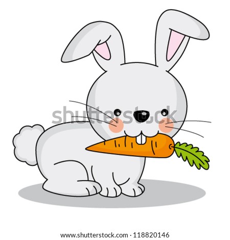 Cute Rabbit Eating Carrot Stock Vector 118820146 - Shutterstock