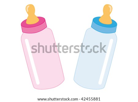 Baby Bottle Blue Pink Stock Vector 42455881 - Shutterstock