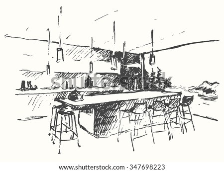 Restaurant Kitchen Hand modern interior illustration cozy bar restaurant stock vector Restaurant Kitchen Hand modern interior illustration cozy bar restaurant stock vector