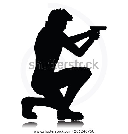 Vector Image Man Gun Pointing Silhouette Stock Vector 266246750 ...