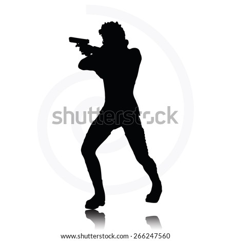 Vector Image Man Gun Pointing Silhouette Stock Vector 266247560 ...