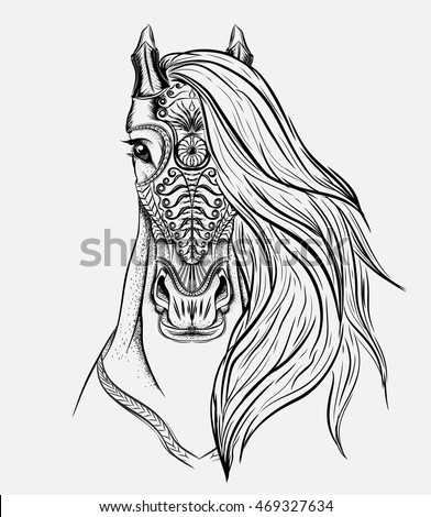 Download Horse Head Coloring Page Stock Images, Royalty-Free Images ...