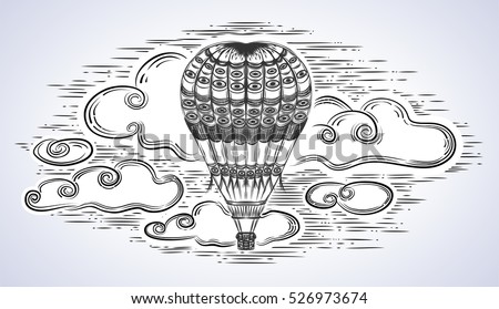 A balloon with a cloudy sky.Vintage.Hot air balloon