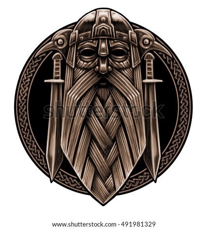 Norse God Odin Crows Swords Graphic Stock Illustration 491981329 ...