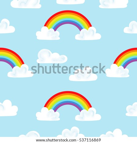 Seamless Background Pattern Clouds Rainbow Childrens Stock Vector ...