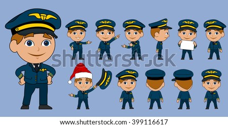 Cartoon Airplane Pilot Vector Set