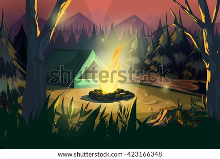 Illustration of a campfire