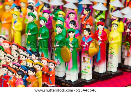 Vietnam's traditional souvenirs are sold in shop at Hanoi's Old Quarter ( Pho Co Hanoi), Vietnam