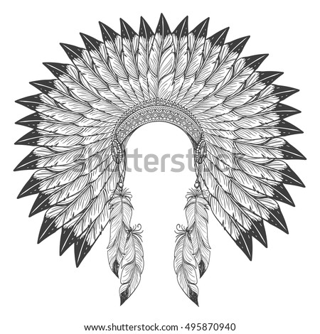 Hand Drawn Native American Indian Headdress Stock Vector 299876609 ...