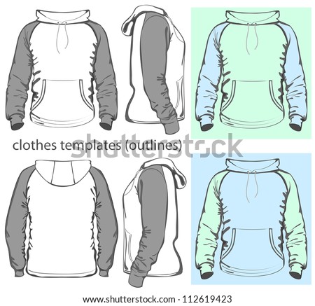 Download Vector Mens Hooded Sweatshirt Pocket Back Stock Vector ...