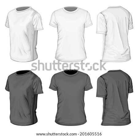 Download Mens White Black Short Sleeve Tshirt Stock Vector ...