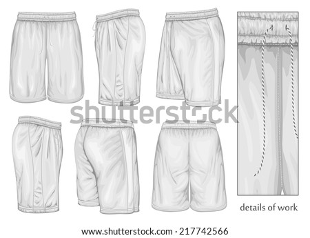 Download Mens White Sport Shorts Front Back Stock Vector (Royalty ...