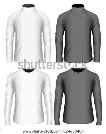 Download Mens Long Sleeve Black White Tshirt Vector de ...