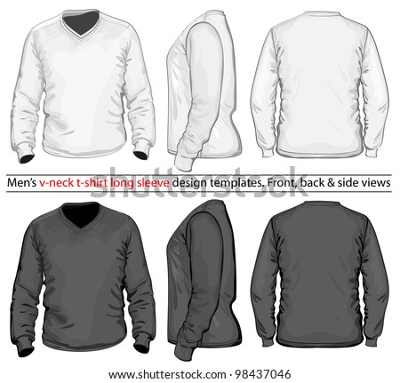 Download Vector Mens Vneck Long Sleeve Tshirt Stock Vector 98437046 ...